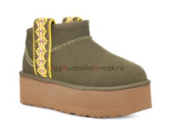 UGG CLASSIC ULTRA MINI BRAID PLATFORM BURT OLIVE