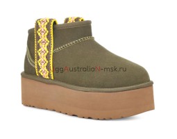 UGG CLASSIC ULTRA MINI BRAID PLATFORM BURT OLIVE
