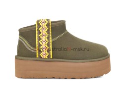 UGG CLASSIC ULTRA MINI BRAID PLATFORM BURT OLIVE