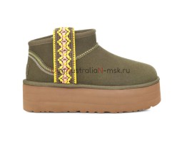 UGG CLASSIC ULTRA MINI BRAID PLATFORM BURT OLIVE