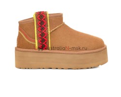 UGG CLASSIC ULTRA MINI BRAID PLATFORM CHESTNUT