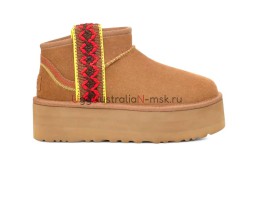 UGG CLASSIC ULTRA MINI BRAID PLATFORM CHESTNUT