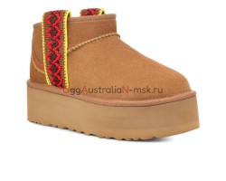 UGG CLASSIC ULTRA MINI BRAID PLATFORM CHESTNUT