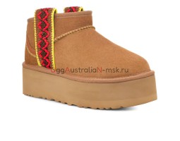 UGG CLASSIC ULTRA MINI BRAID PLATFORM CHESTNUT