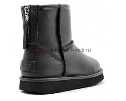 UGG CLASSIC ONE ZIP MINI LEATHER BLACK