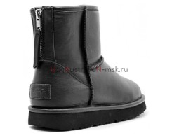 UGG CLASSIC ONE ZIP MINI LEATHER BLACK