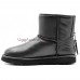 UGG CLASSIC ONE ZIP MINI LEATHER BLACK