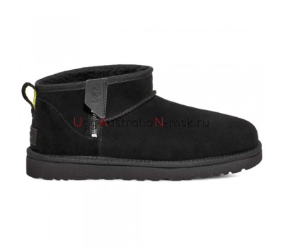 UGG MEN'S CLASSIC ULTRA MINI BLACK ZIP