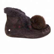 UGG MOCCASINS ALENA POM-POM CHOCOLATE