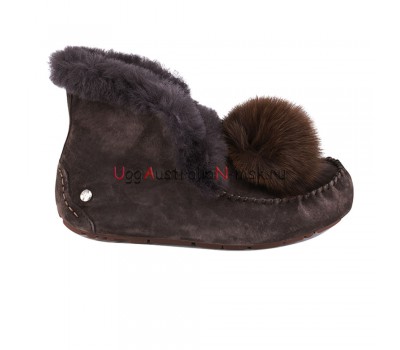 UGG MOCCASINS ALENA POM-POM CHOCOLATE