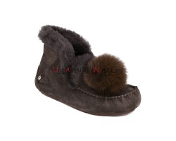 UGG MOCCASINS ALENA POM-POM CHOCOLATE