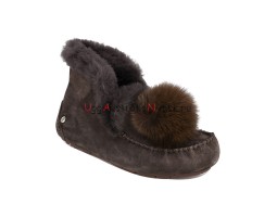 UGG MOCCASINS ALENA POM-POM CHOCOLATE