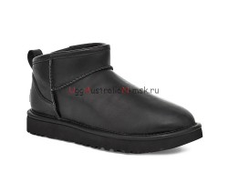 UGG CLASSIC ULTRA MINI  LEATHER BLACK