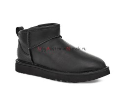 UGG CLASSIC ULTRA MINI  LEATHER BLACK