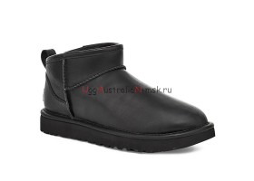 UGG MENS CLASSIC ULTRA MINI LEATHER BLACK