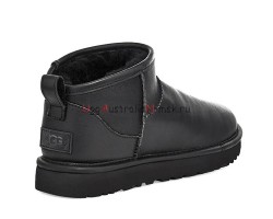 UGG MENS CLASSIC ULTRA MINI LEATHER BLACK