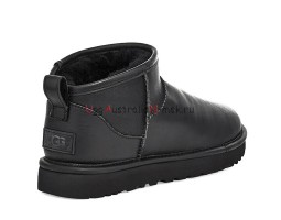 UGG MENS CLASSIC ULTRA MINI LEATHER BLACK