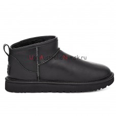 UGG CLASSIC ULTRA MINI  LEATHER BLACK