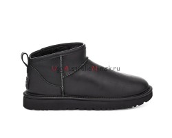 UGG MENS CLASSIC ULTRA MINI LEATHER BLACK