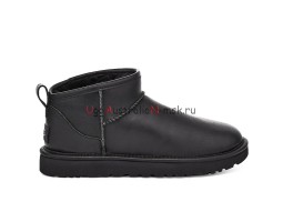 UGG CLASSIC ULTRA MINI  LEATHER BLACK