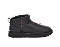 UGG MENS CLASSIC ULTRA MINI LEATHER BLACK