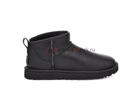 UGG MENS CLASSIC ULTRA MINI LEATHER BLACK