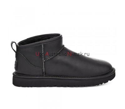 UGG CLASSIC ULTRA MINI  LEATHER BLACK