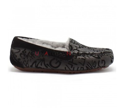 UGG ANSLEY  SPARKLE GRAFFITI BLACK 