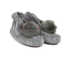 UGG MOCCASINS ALENA POM-POM GREY