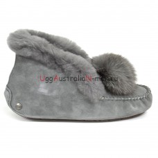 UGG MOCCASINS ALENA POM-POM GREY