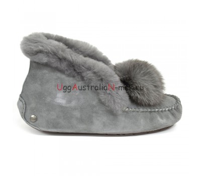 UGG MOCCASINS ALENA POM-POM GREY