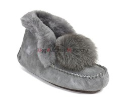 UGG MOCCASINS ALENA POM-POM GREY