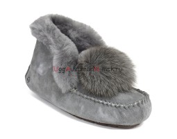 UGG MOCCASINS ALENA POM-POM GREY