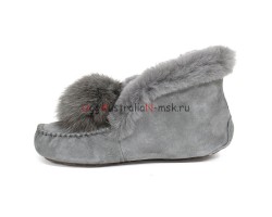 UGG MOCCASINS ALENA POM-POM GREY