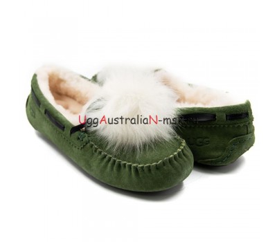 UGG WOMEN'S DAKOTA POM POM GREEN