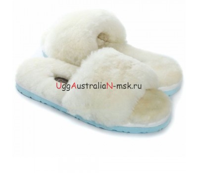 UGG FLUFF SLIDE SLIPPERS WHITE