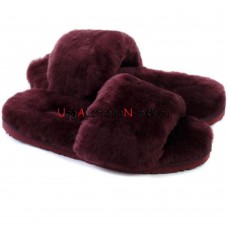 UGG FLUFF SLIDE SLIPPERS DARK PURPLE