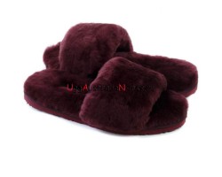 UGG FLUFF SLIDE SLIPPERS DARK PURPLE