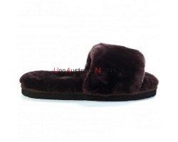 UGG FLUFF SLIDE SLIPPERS CHOCOLATE