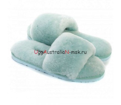 UGG FLUFF SLIDE SLIPPERS LAKE BLUE