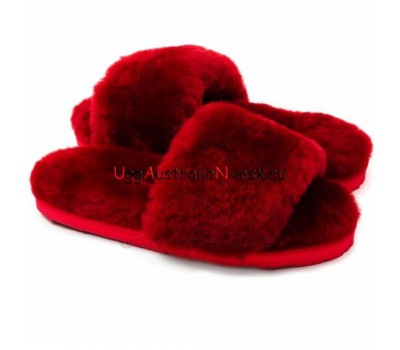 UGG FLUFF SLIDE SLIPPERS BORDO