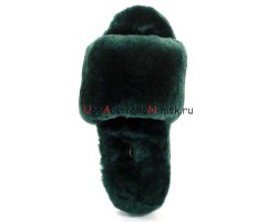 UGG FLUFF SLIDE SLIPPERS DARK GREEN