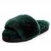 UGG FLUFF SLIDE SLIPPERS DARK GREEN