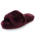 UGG FLUFF SLIDE SLIPPERS DARK PURPLE