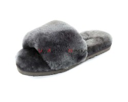 UGG FLUFF SLIDE SLIPPERS GREY