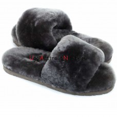 UGG FLUFF SLIDE SLIPPERS GREY