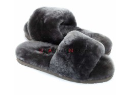 UGG FLUFF SLIDE SLIPPERS GREY