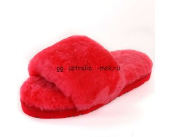 UGG FLUFF SLIDE SLIPPERS WATERMELON RED