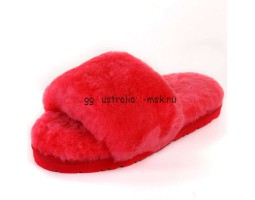 UGG FLUFF SLIDE SLIPPERS WATERMELON RED