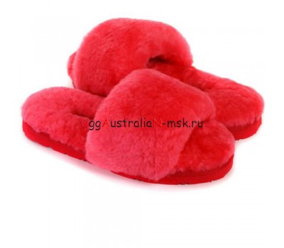 UGG FLUFF SLIDE SLIPPERS WATERMELON RED